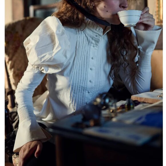 Selkie The Galileo Blouse Tops Vanilla Cream Light Beige Classic - Picture 11 of 14